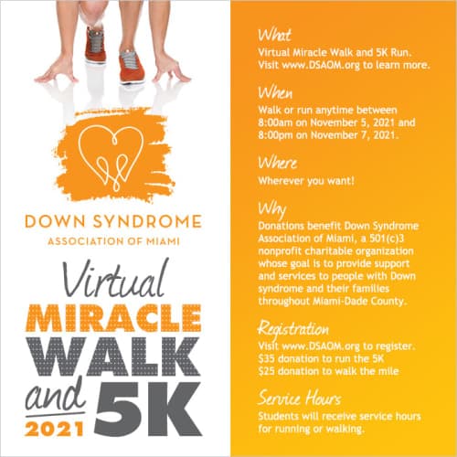 Miracle Walk & 5k Run For The Down Syndrome Association Of Miami