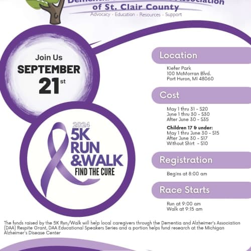 Dementia And Alzheimer's Association Of St. Clair County 5k Run/walk - "find The Cure"