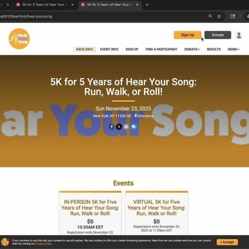 5k For 5 Years Of Hear Your Song: Run, Walk, Or Roll!
