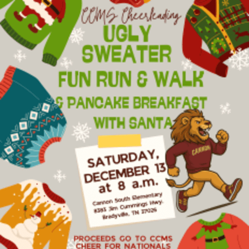Cannon County Middle School Cheerleading Ugly Sweater Fun Run/walk